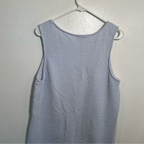 Green Envelope Sleeveless Shift Dress Blue White Seersucker XL - Picture 6 of 8